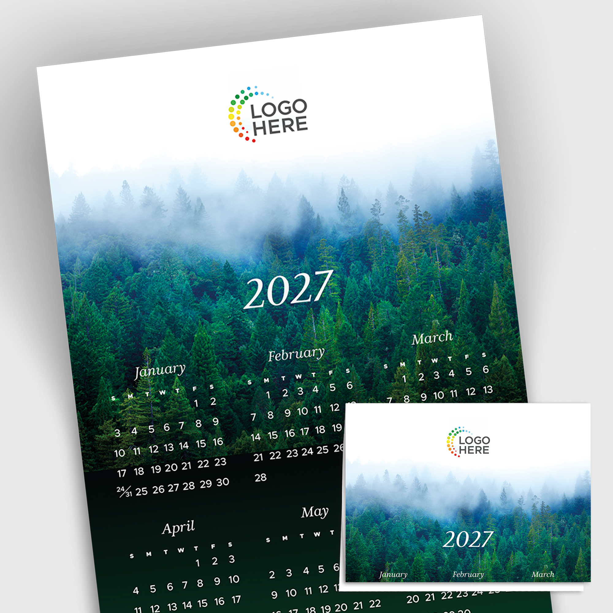 Misty Evergreens Logo Top Calendar Card D3502U-4A Misty Evergreens Logo Top Calendar Card D3502U-4A